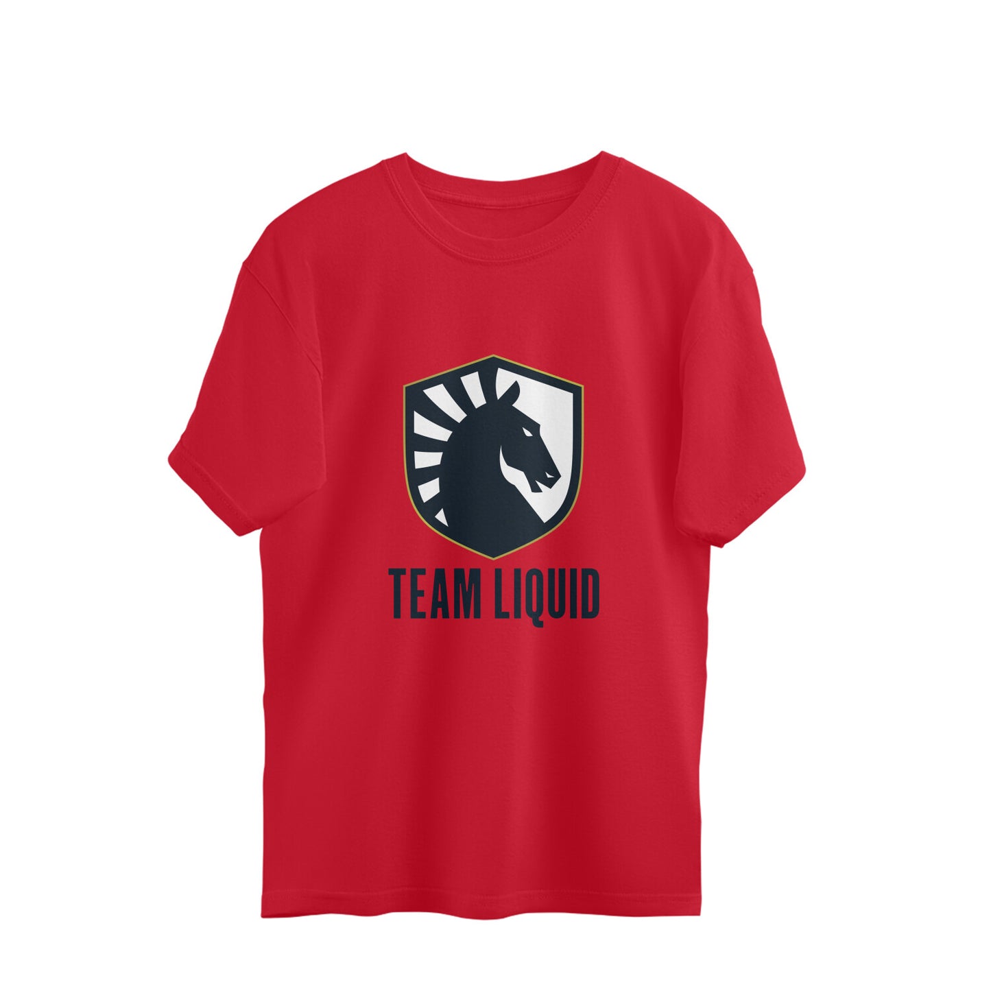 Red t-shirt with Team Liquid logo on a white background